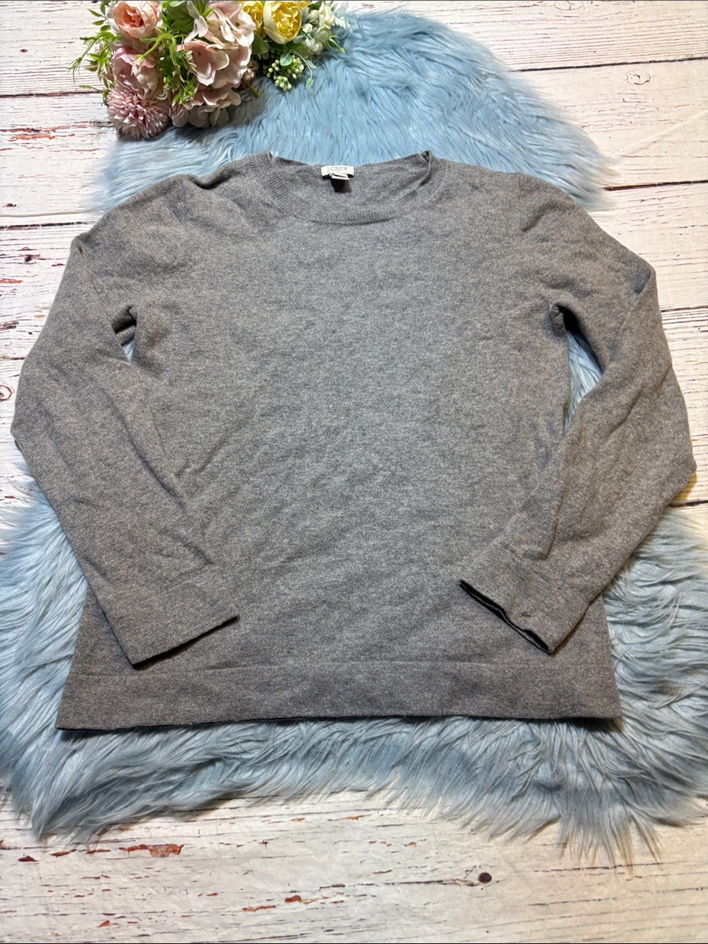 J. Crew Factory Cotton-Wool Blend Teddie Grey Sweater sz M
